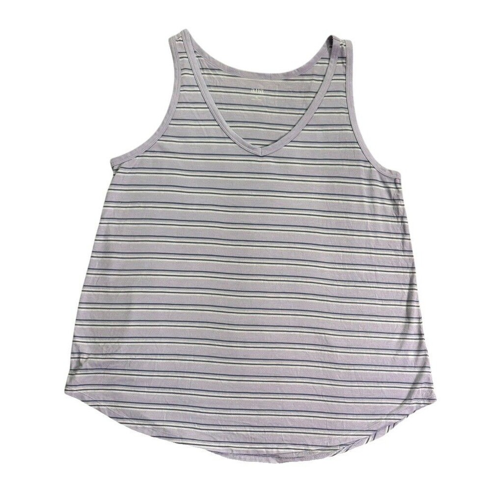 NWT ana New Approach XL Purple Stripe V-Neck Tank Top JCPenney